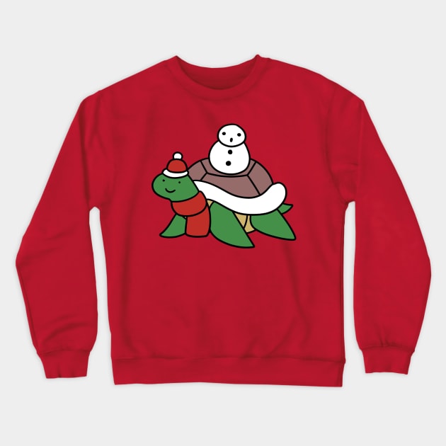 Winter Turtle and Snowman Crewneck Sweatshirt by saradaboru